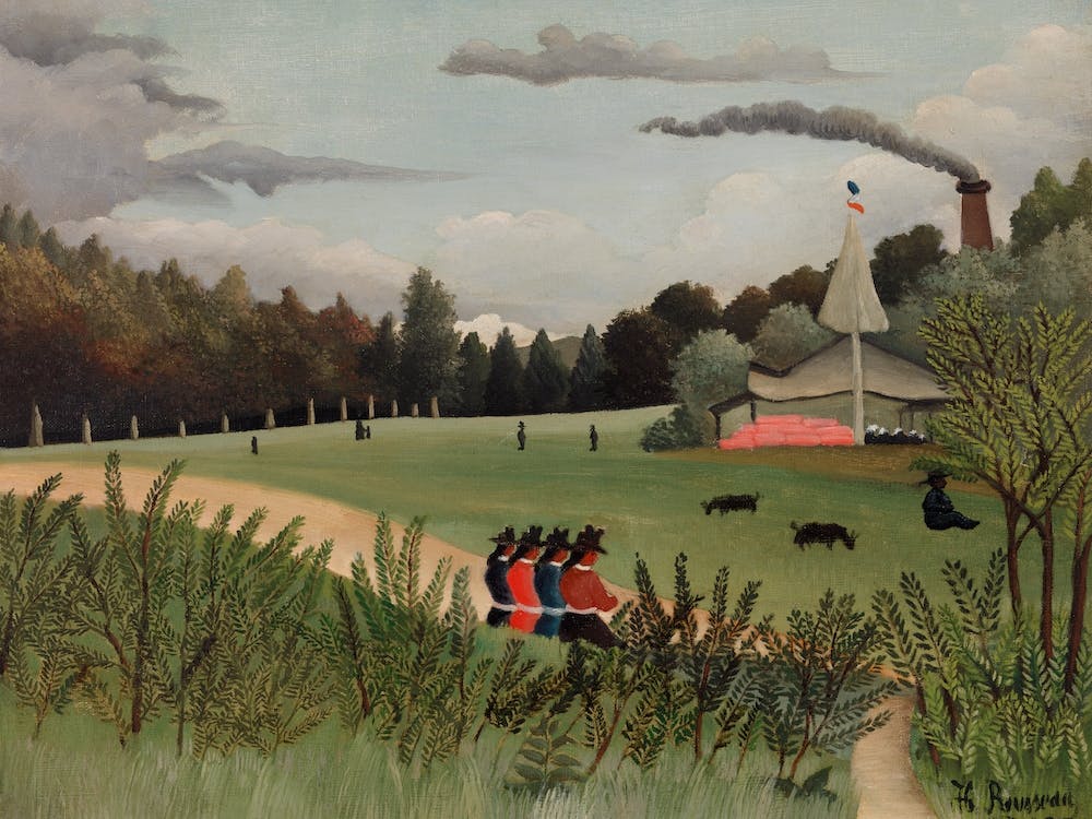 Landscape And Four Young Girls (Paysage Et Quatre Jeunes Filles), Henri Rousseau