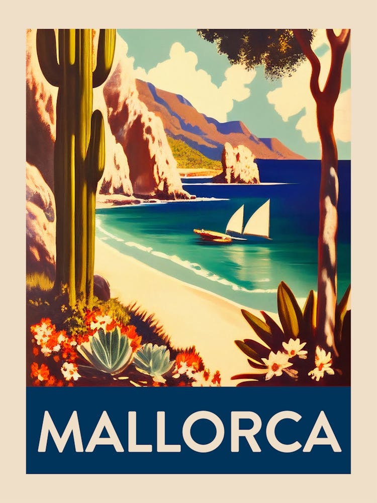 Mallorca Vintage Travel Poster