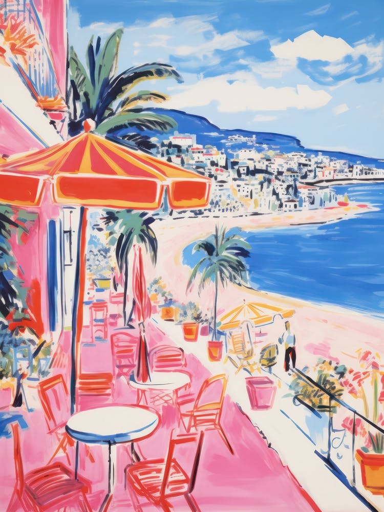 Ischia   Italy Beach Club Lido Watercolour 1