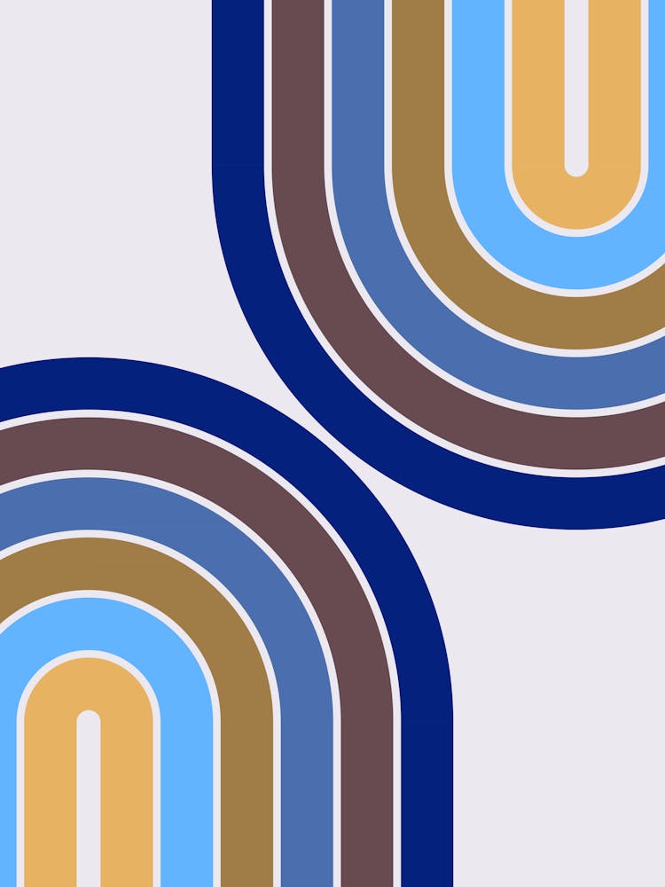 Mid-Century Modern Geometrischer Regenbogen Ivvv In Blau Braun 01