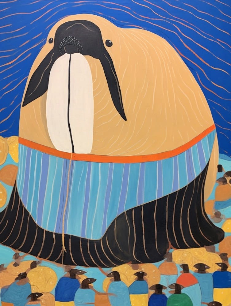 Maximalist Animal Painting Walrus