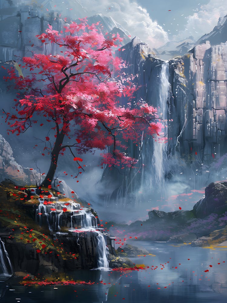 Waterfalls In The Mountains