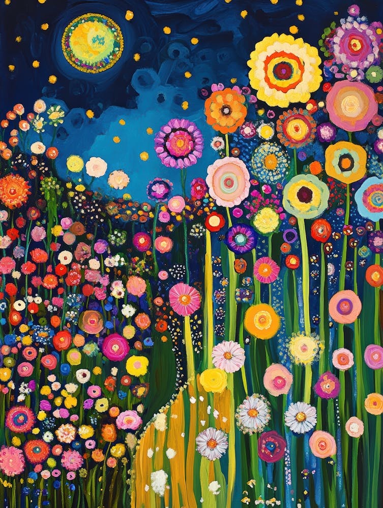 Flower Garden At Night