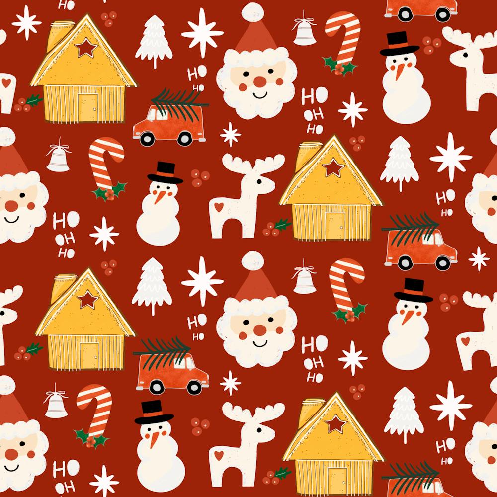Holiday Christmas Santa Workshop Minimal Retro Red