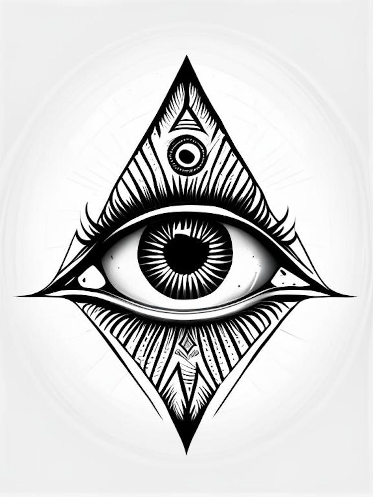Third Eye Symbolism, Symbol, Third Eye Simple Black & White Illustration 4