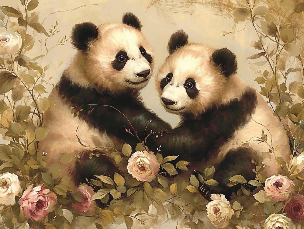 Floral Animal Illustration Panda 4