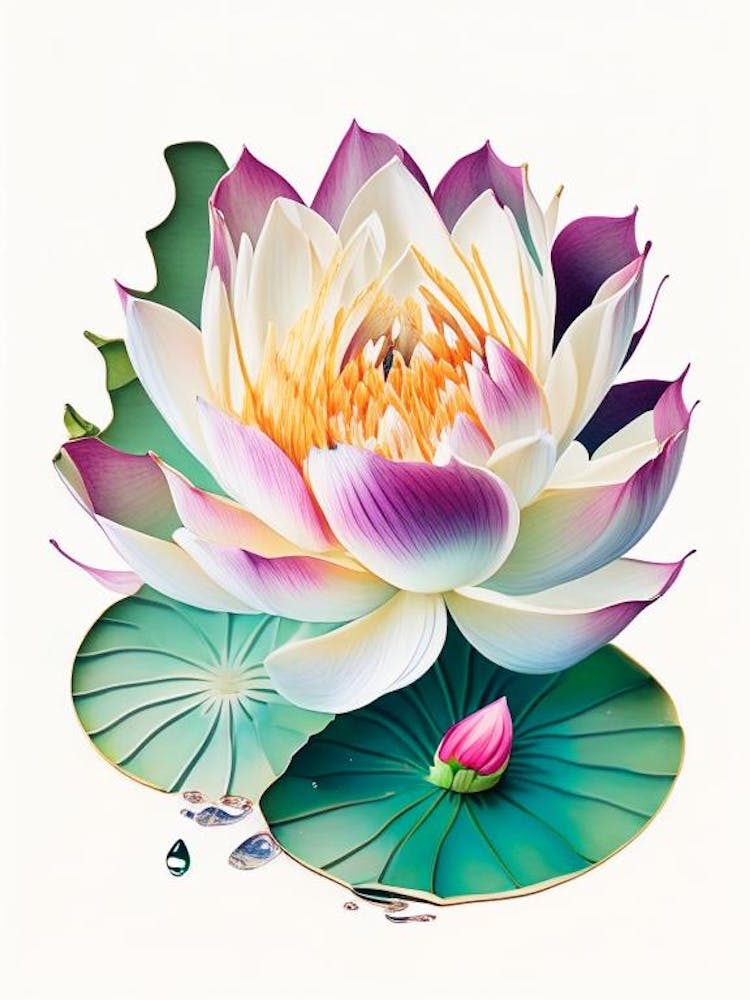 Blooming Lotus Flower In Lake Decoupage 3