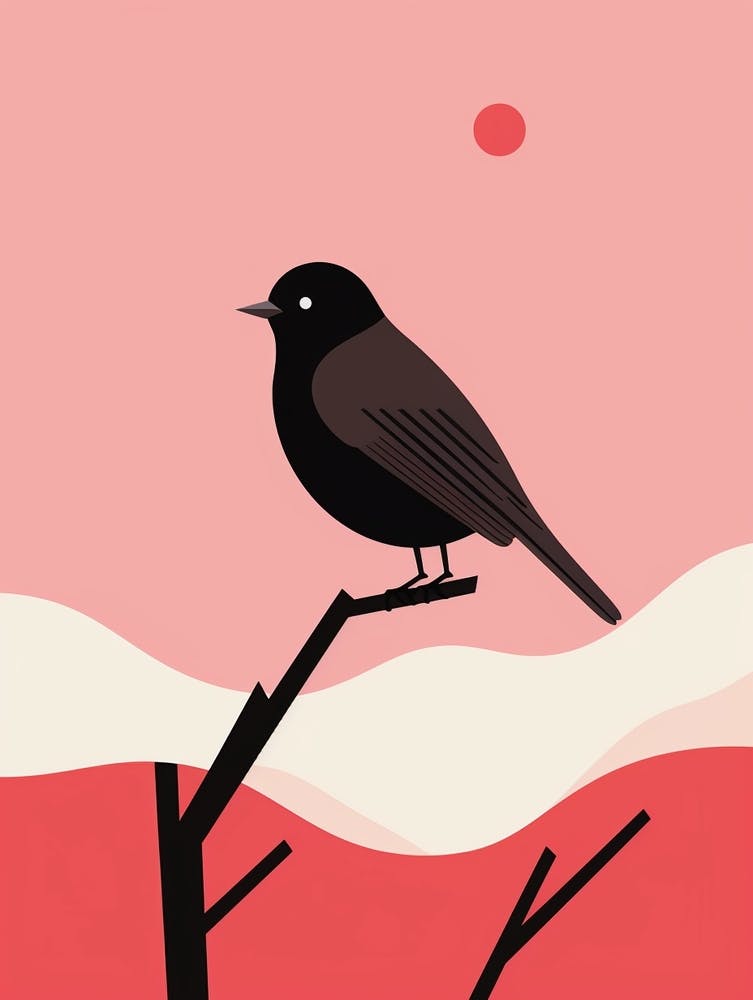 Minimalist Blackbird 1 Illustration