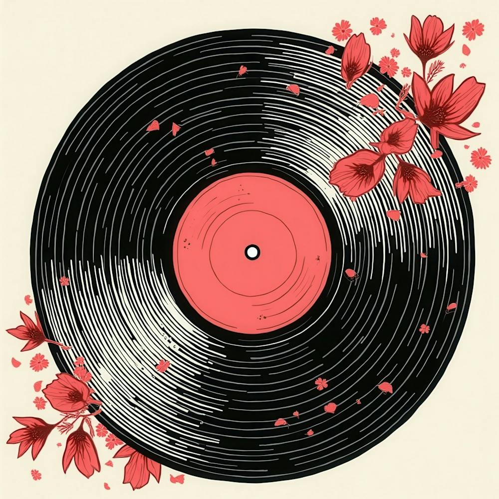 Vinyl Record With Flowers
