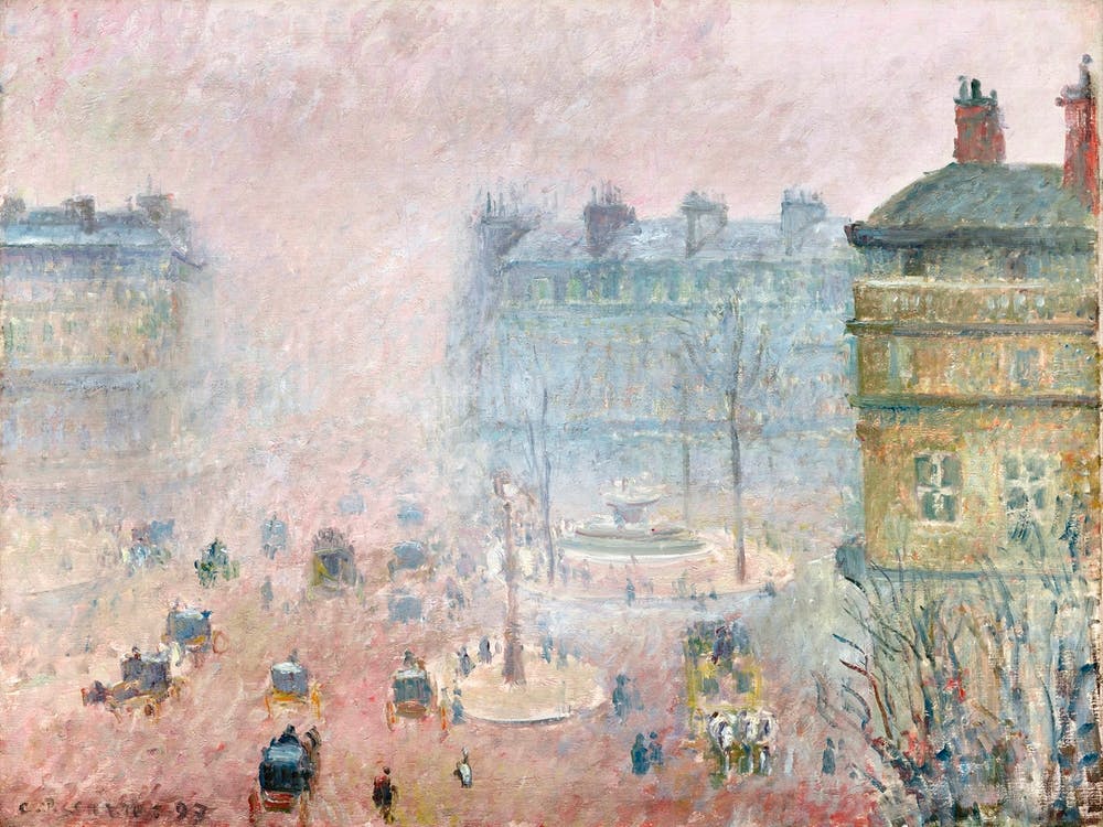 Place Du Theatre Francais Fog Effect (1897), Camille Pissarro