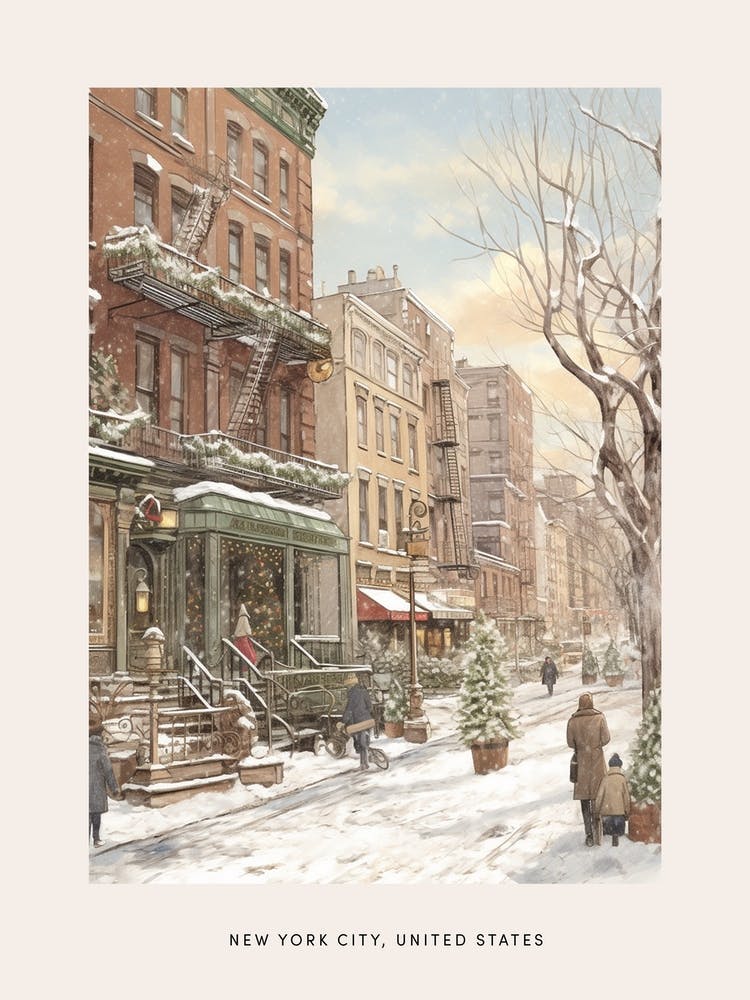 Vintage Winterposter New York City Usa 2