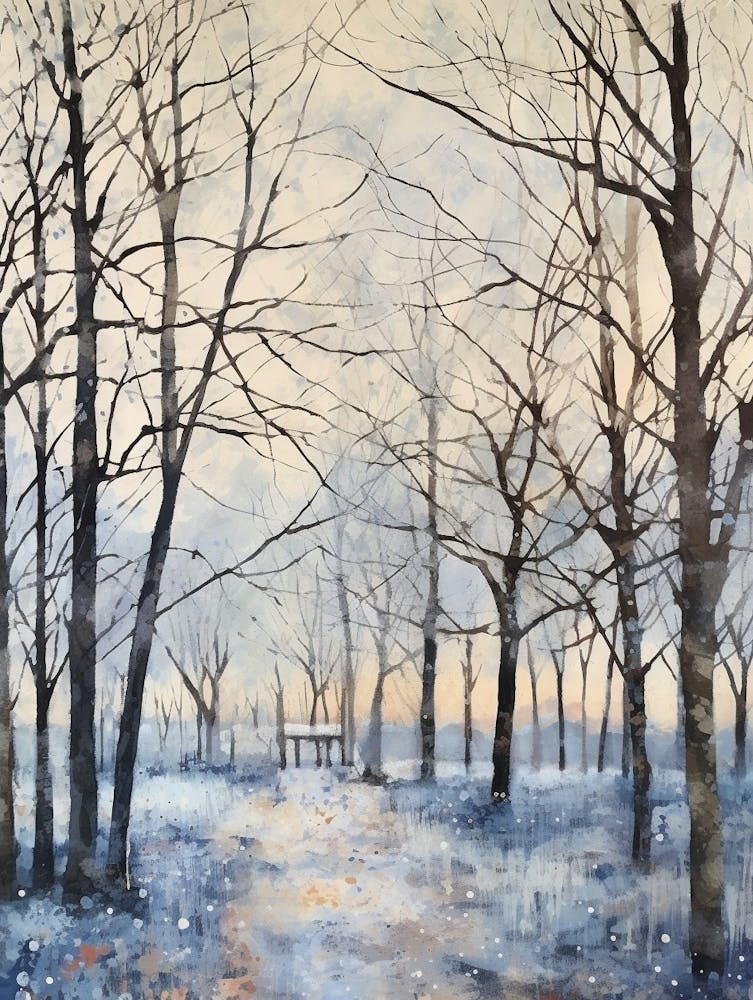 Winter City Park Painting Stanley Park Blackpool United Kingdom 2