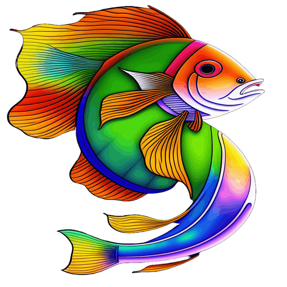 Dessin au Trait d'un Poisson Coloré en S