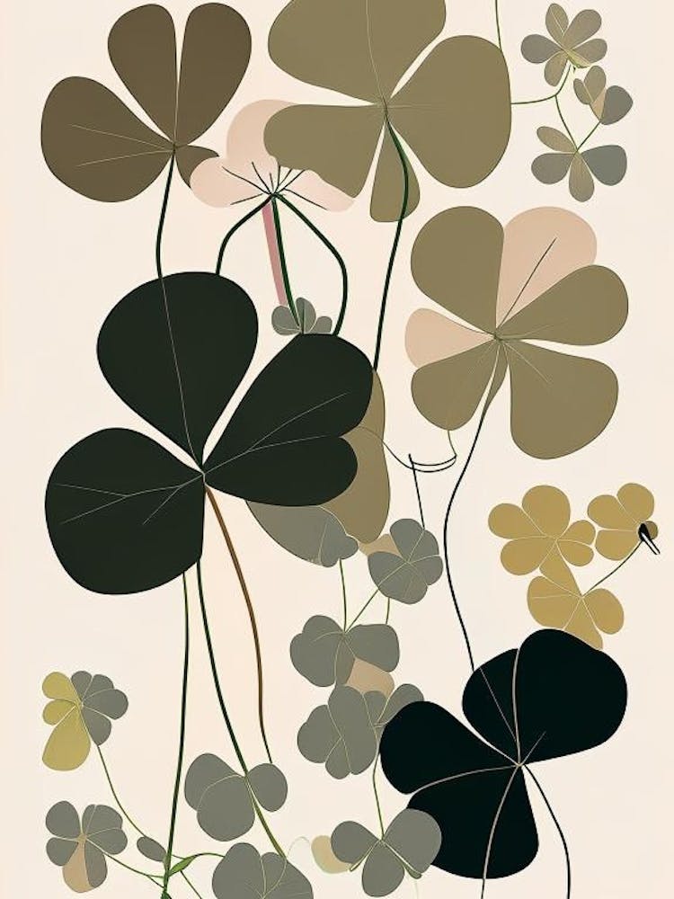 Wood Sorrel Wildflower Modern Muted Colours