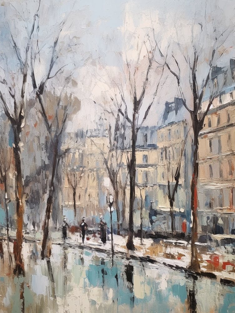 Winter City Park Painting Parc Monceau Paris France 4