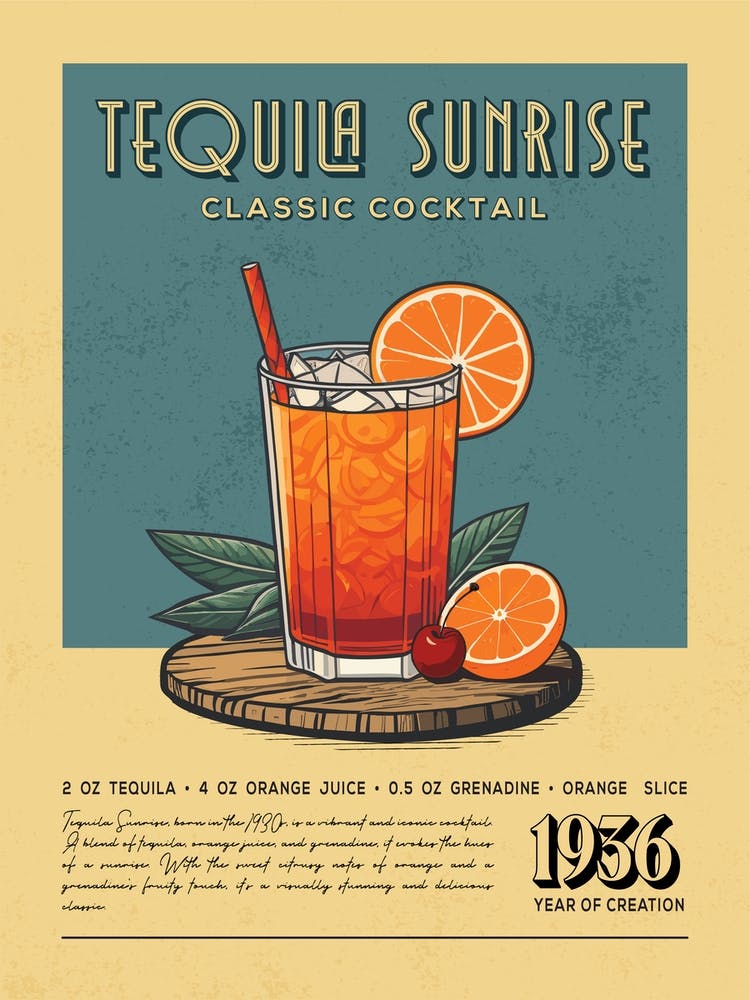 Tequila Sunrise Classic Cocktail