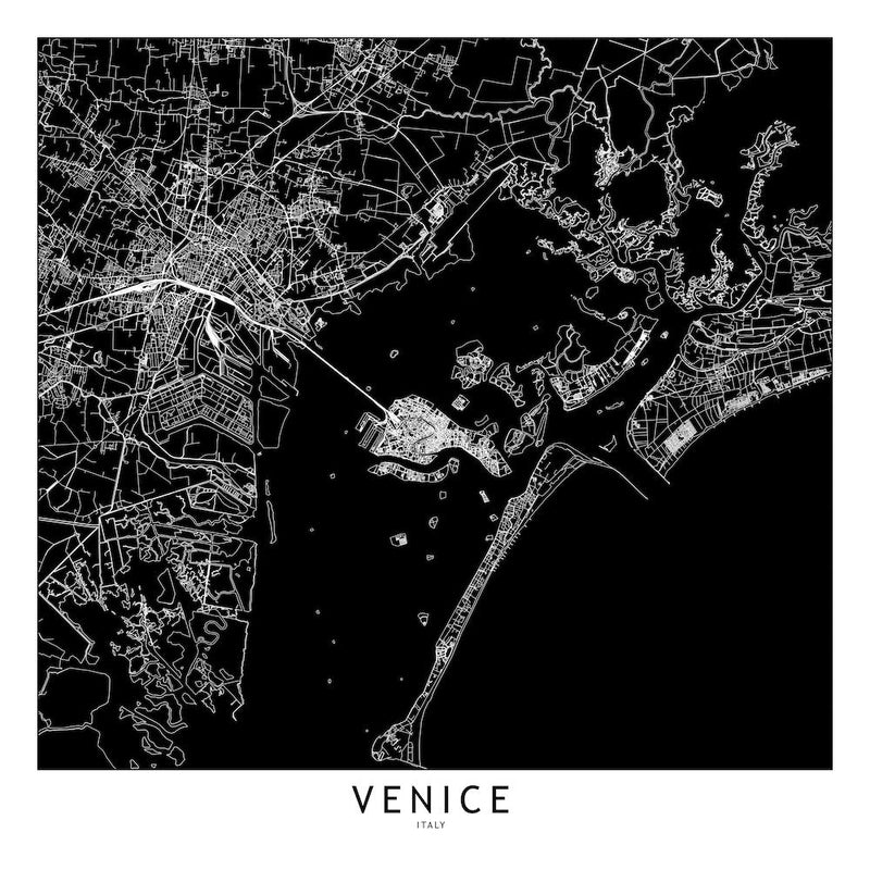 Venice Black And White Map Square