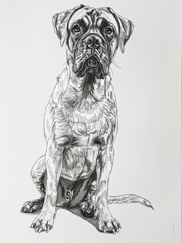 Boxer Dog Line Sketch 2