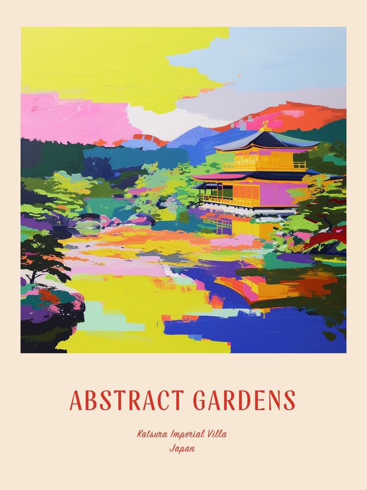 Colourful Gardens Katsura Imperial Villa Japan 1 Red Poster