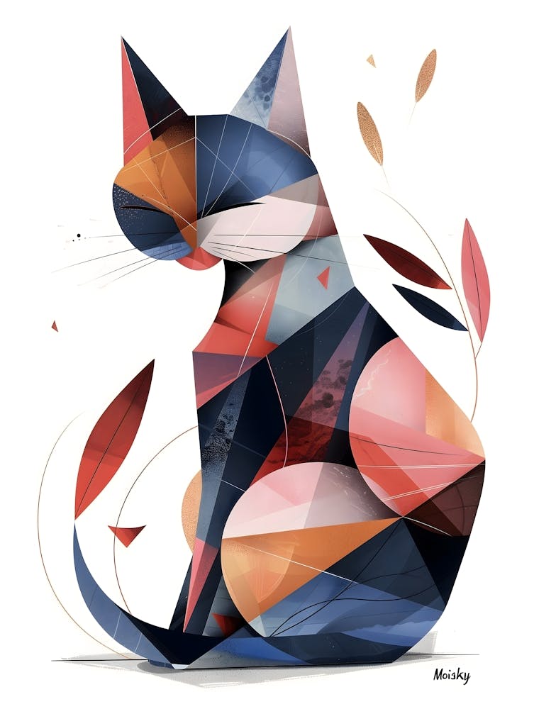 Abstract Cat, Minimalism, Cubism 1
