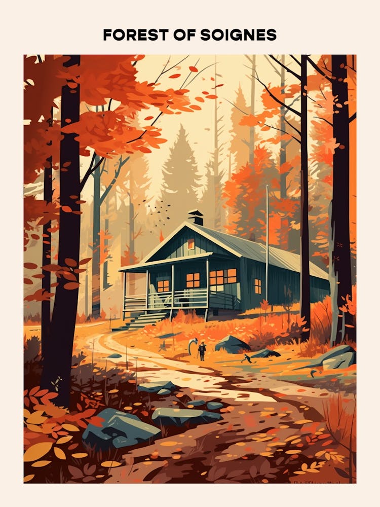 Forest Of Soignes Midcentury Travel Poster