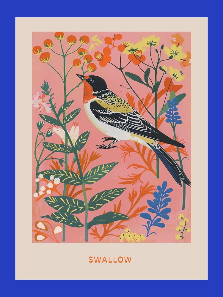 Spring Birds Poster Swallow 1