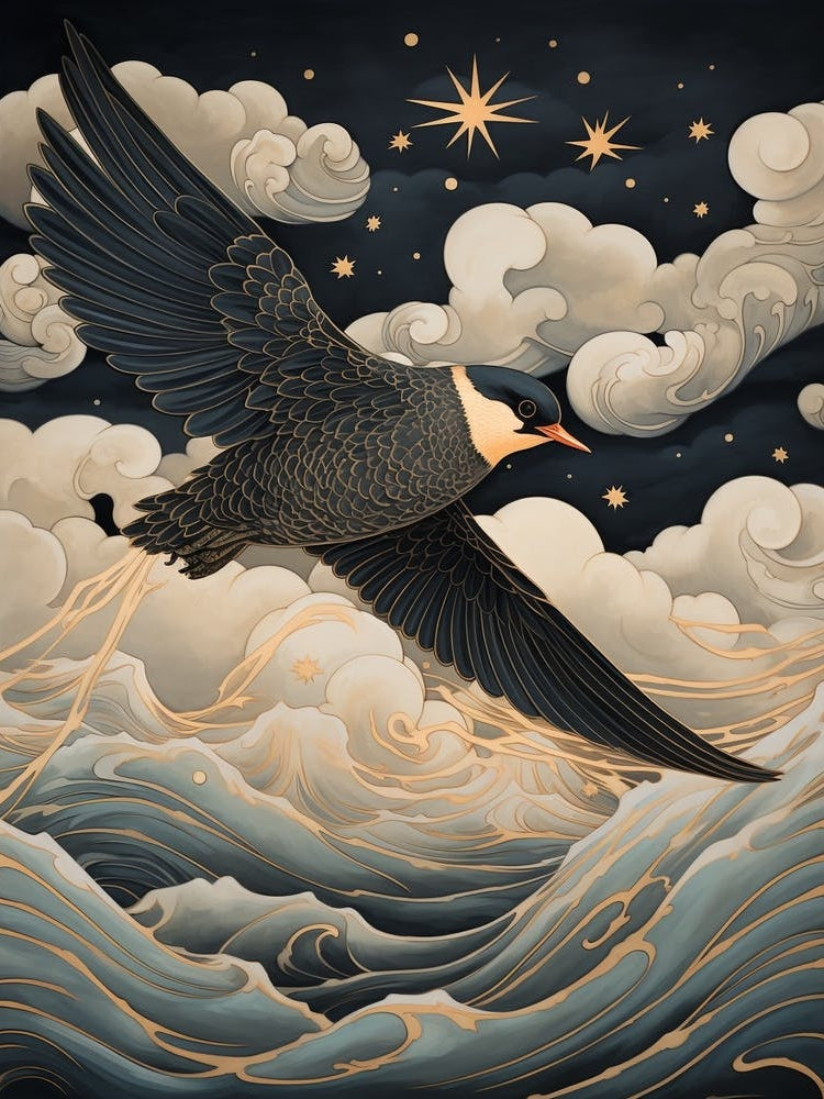 Barn Swallow 3 Gold Detail Painting