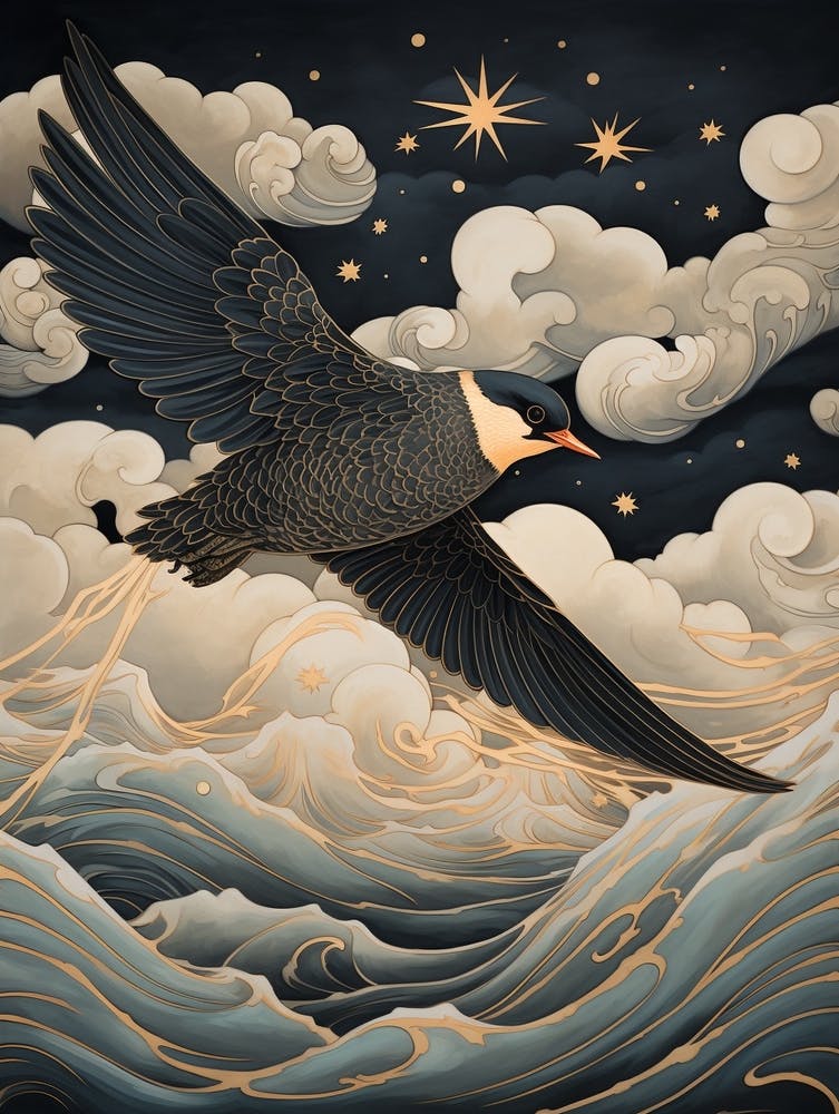 Barn Swallow 3 Gold Detail Painting