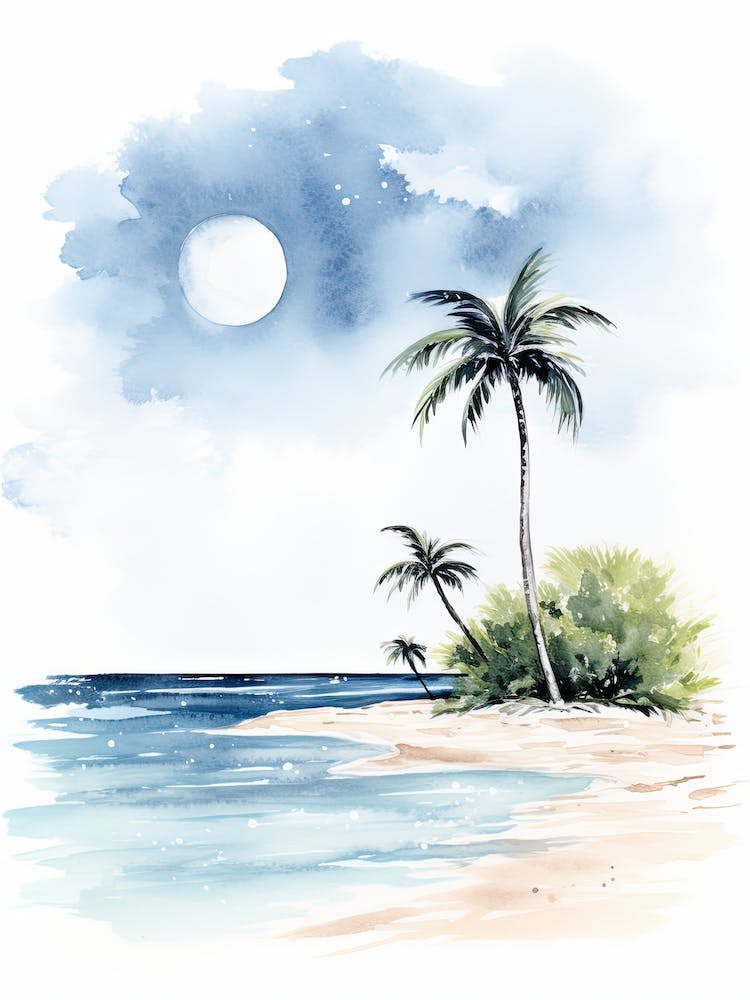 Watercolour Of Tulum Beach   Quintana Roo Mexico 0