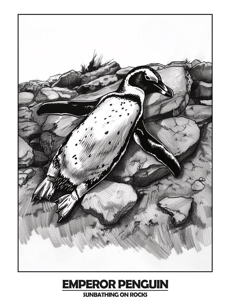 Penguin Sunbathing On Rocks Poster 5