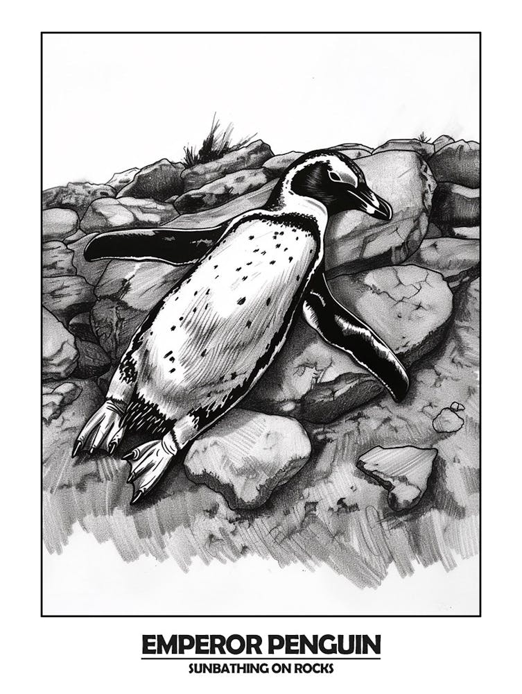 Penguin Sunbathing On Rocks Poster 5