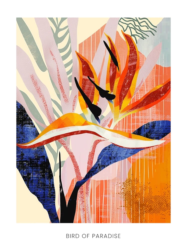 Colourful Flower Illustration Poster Bird Of Paradise 4