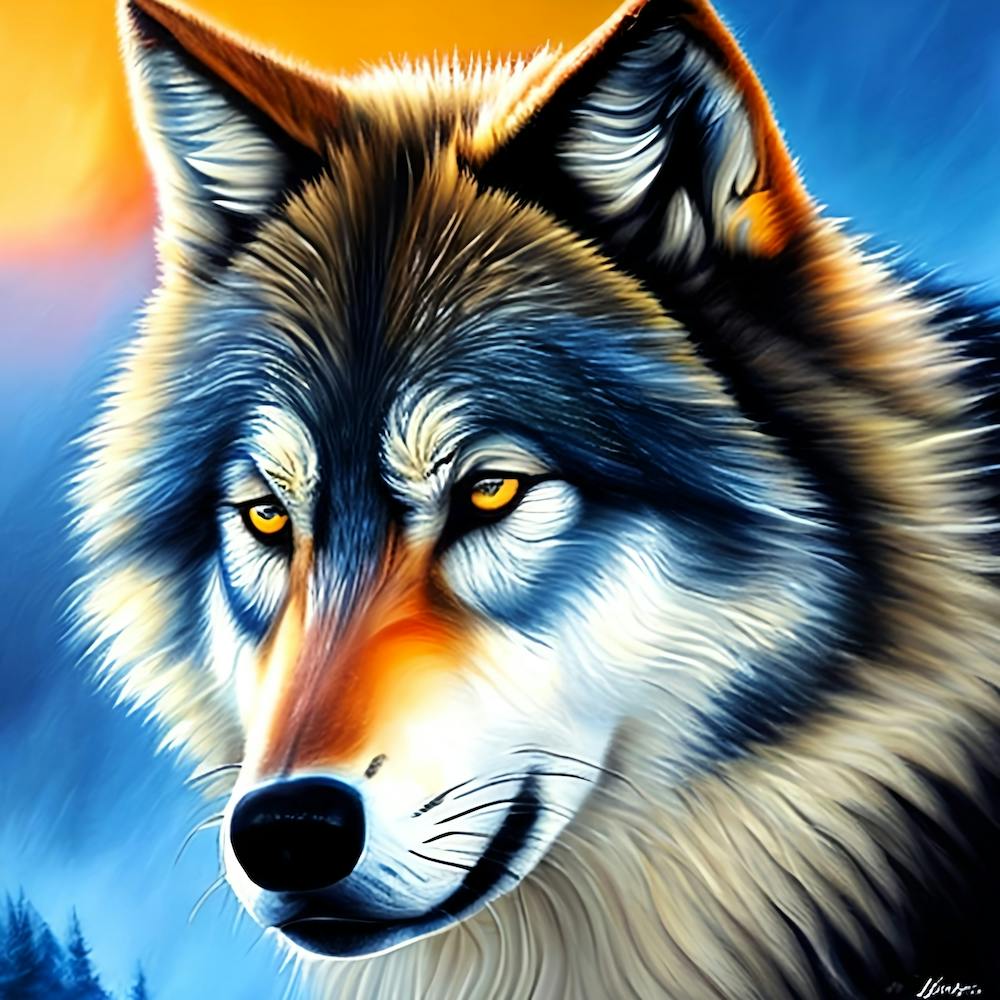 Wolf im Sonnenaufgang
