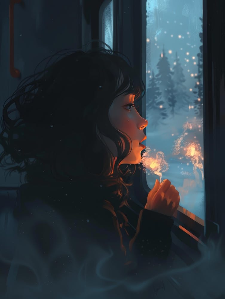 Girl Looking Out A Window