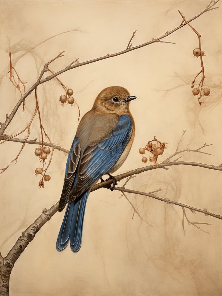 Dark And Moody Botanical Eastern Bluebird 2