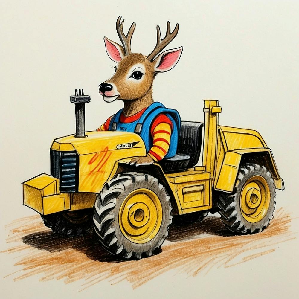 Deer On A Tractor