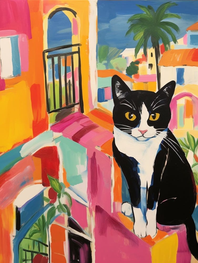 Painting Of A Cat In Marbella Spain 4