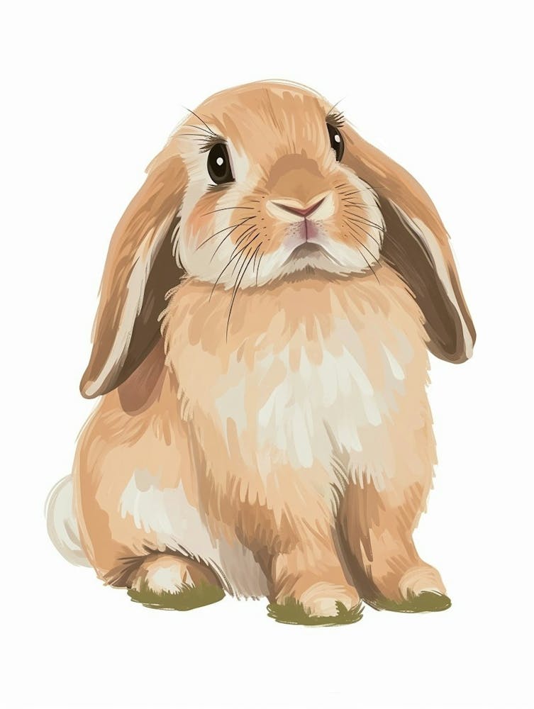 French Lop Rabbit Kids Illustration 3