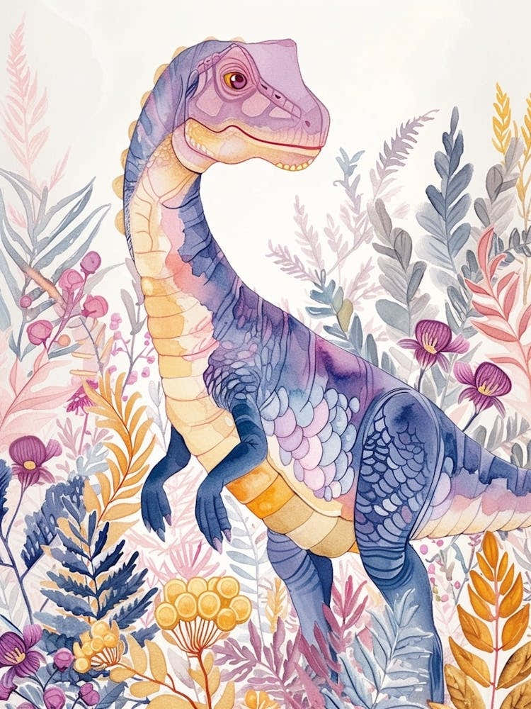 Pastel Spinosaurus Dinosaur Watercolour