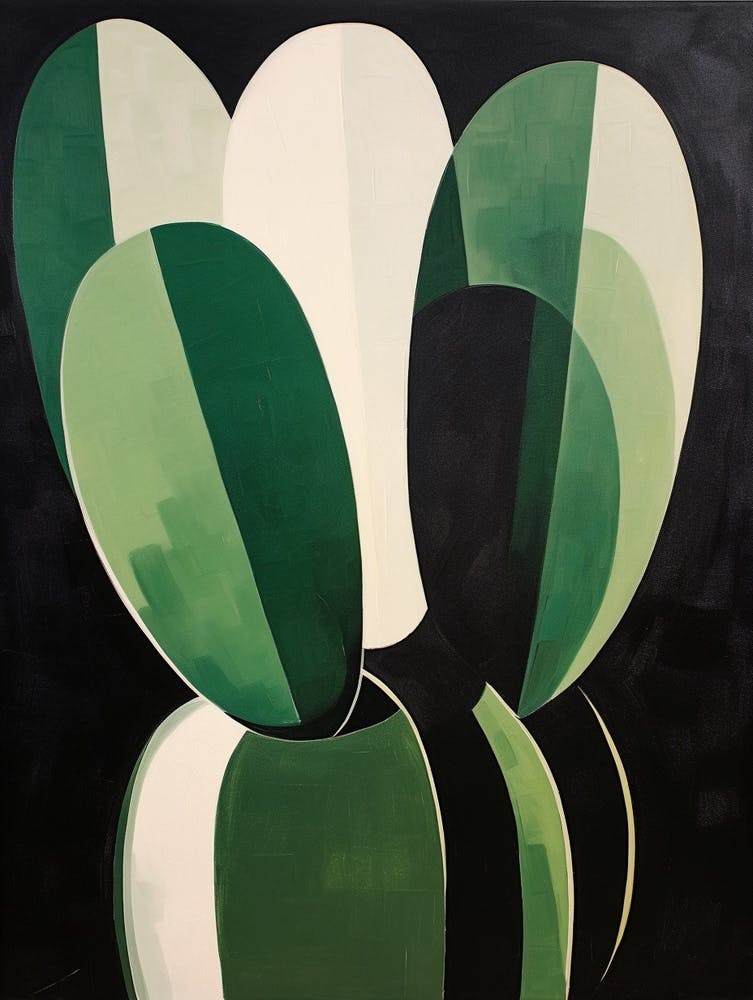 Modern Abstract Cactus Painting Bunny Ear Cactus 2