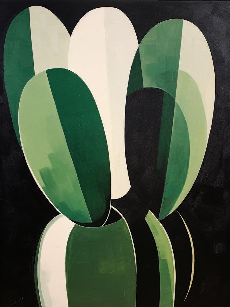 Modern Abstract Cactus Painting Bunny Ear Cactus 2