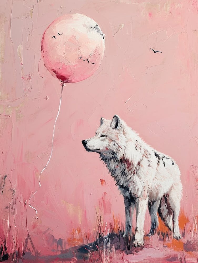 Cute Arctic Wolf 1 With Balloon