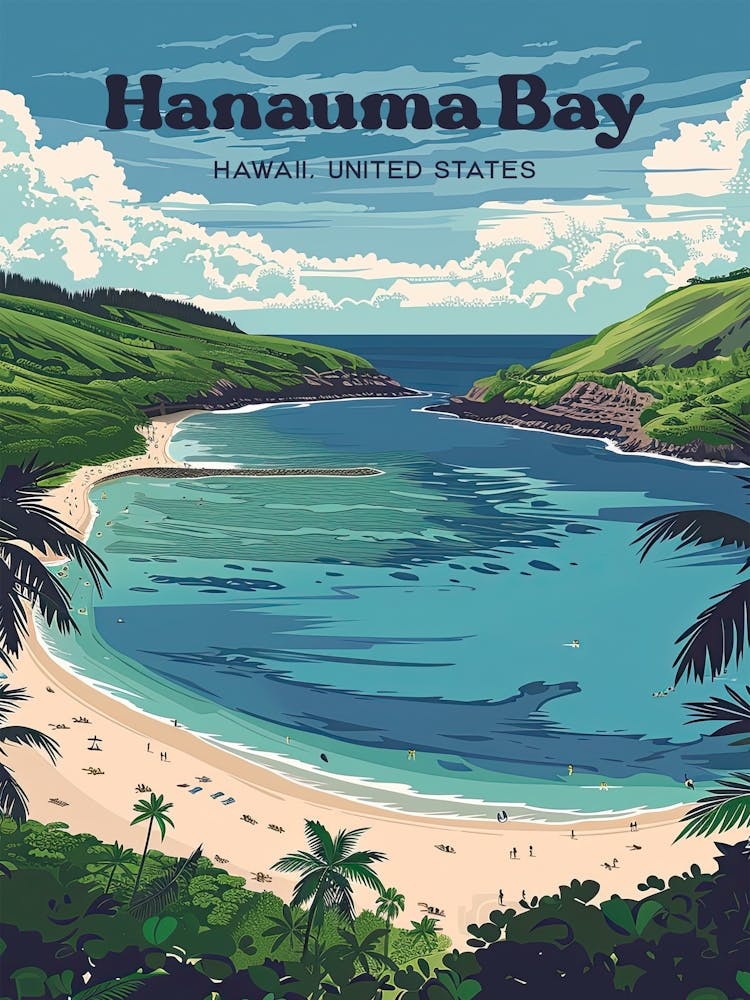 Hanauma Bay Hawaii Oahu Island Travel Art