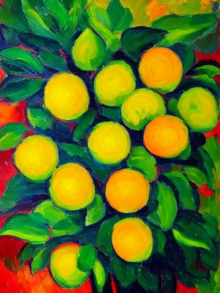 Breadfruit Vibrant Matisse Inspired Painting Fruit