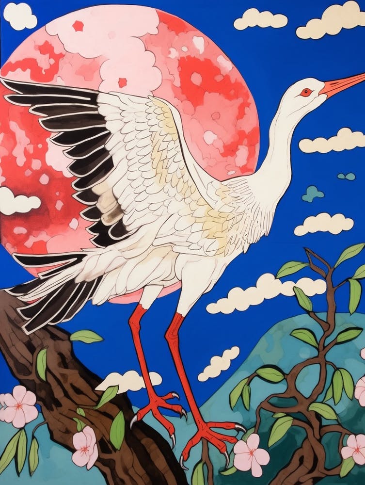 Maximalistische Tiermalerei – Storch