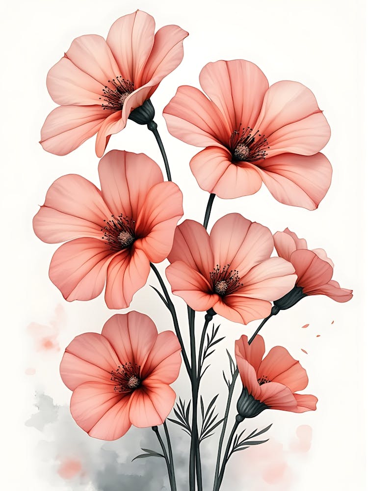 Refined Floral Linework For Serene Rooms