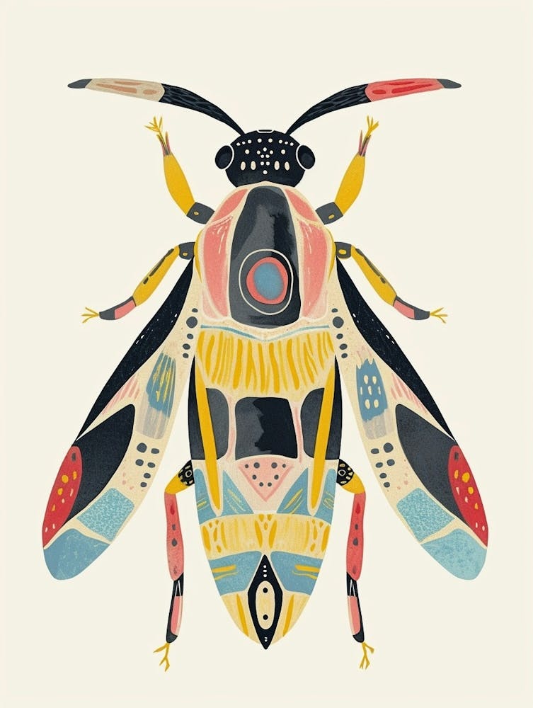 Colourful Insect Illustration Yellowjacket 17