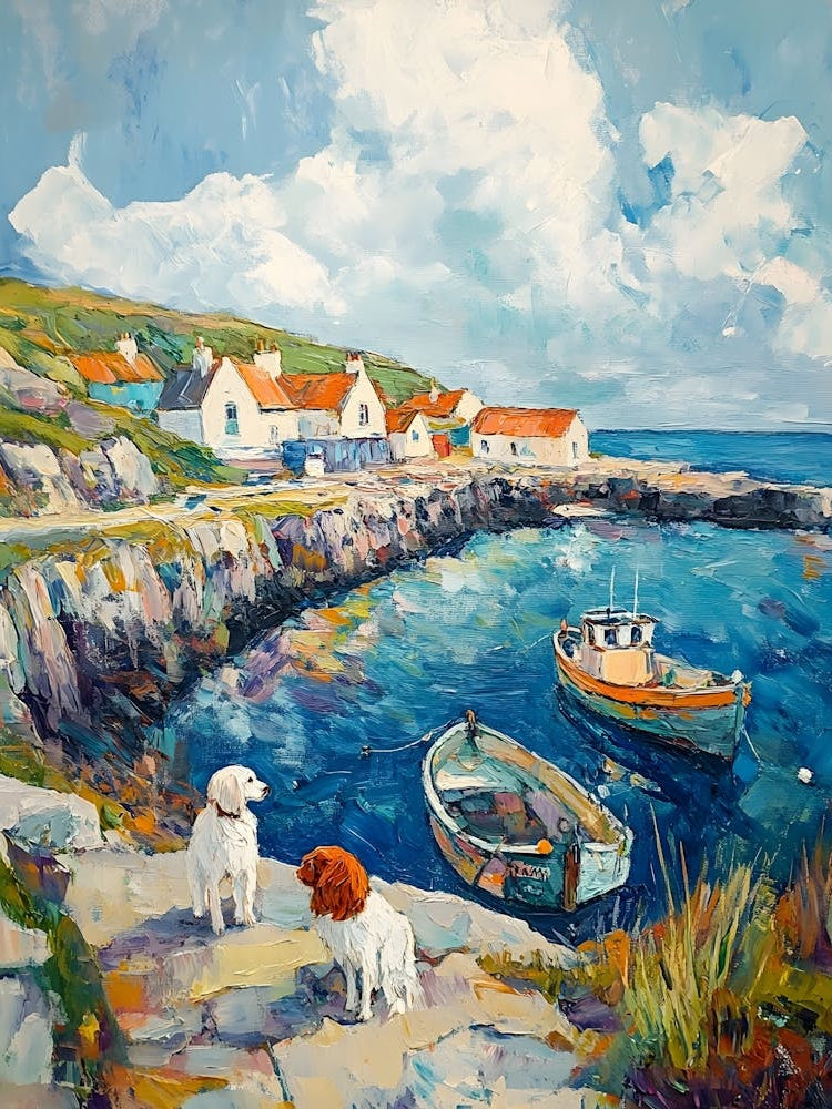 Irish Fishing Village With Dogs 1