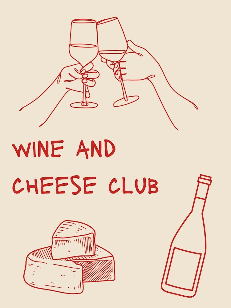 Wine And Cheese Club Red Poster
