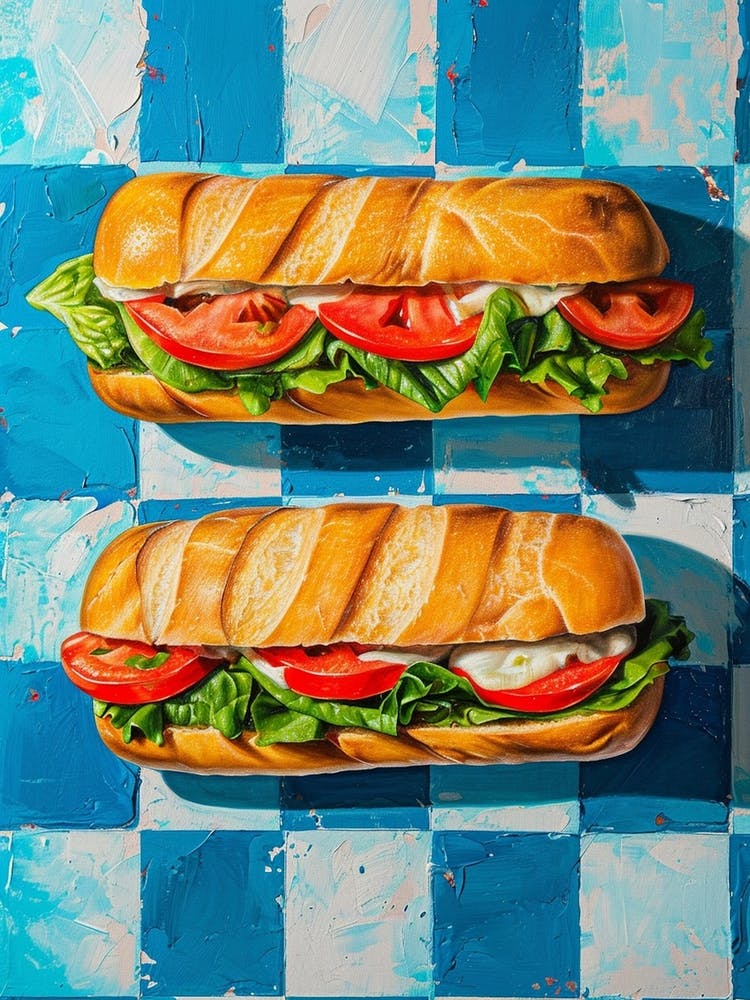 Baguette Checkered Blue Painting 3